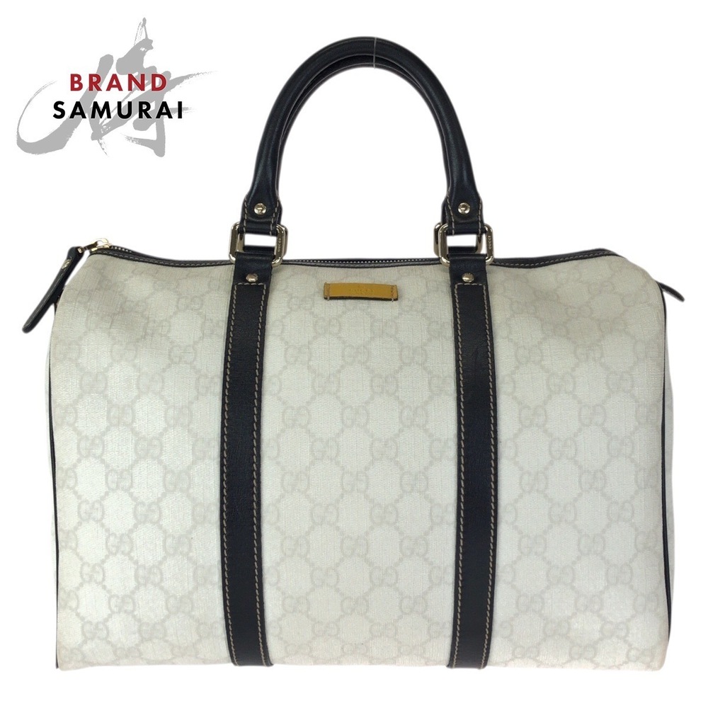 GUCCI handbag Boston bag white black GG Supreme canvas leather